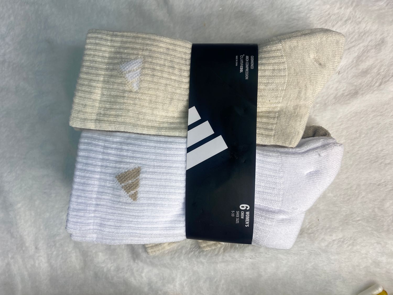Calcetas Adidas altas - 6 pares - blanco, beige, cafe