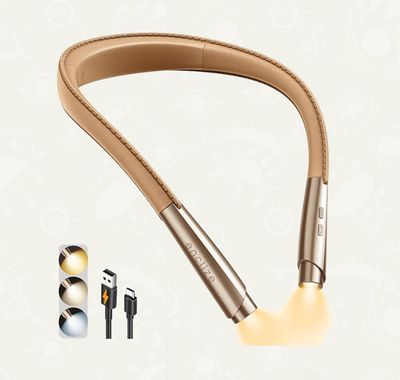 Luz de lectura para el cuello | Tipo cuero / Dorado