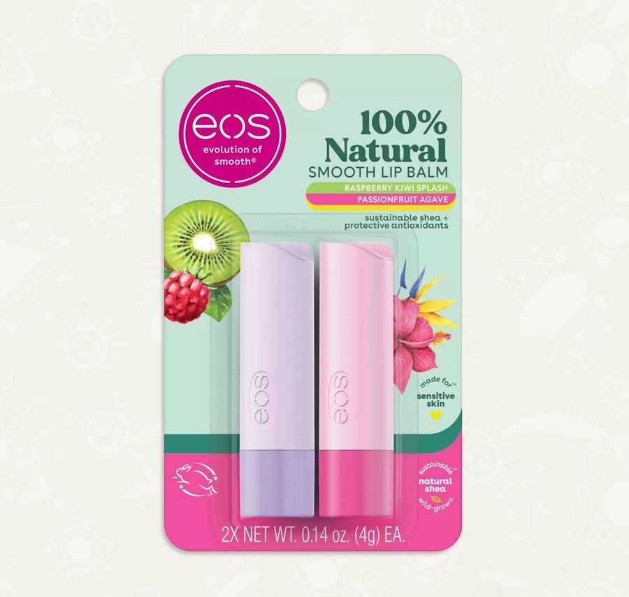 Balsamos Labiales EOS - Raspberry Kiwi Splash / Passionfruit Agave – Set 2 Piezas