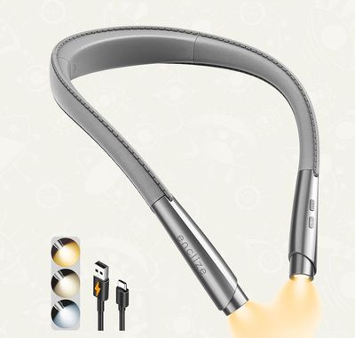 Luz de lectura para el cuello | Tipo cuero / Gris