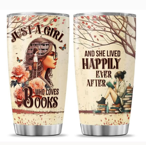 Vaso termico 20 onz Just a girl books/ pedido especial USA