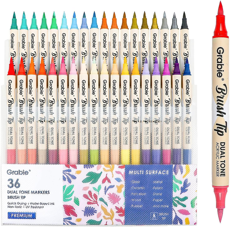 Marcadores Acrílicos de 72 Colores | Doble Punta – Brush & Fine