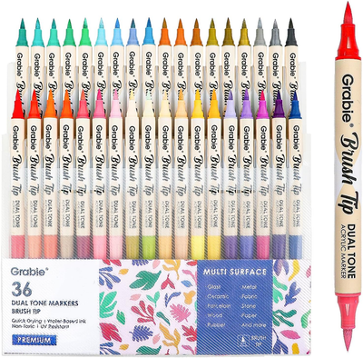 Marcadores Acrílicos de 72 Colores | Doble Punta – Brush & Fine