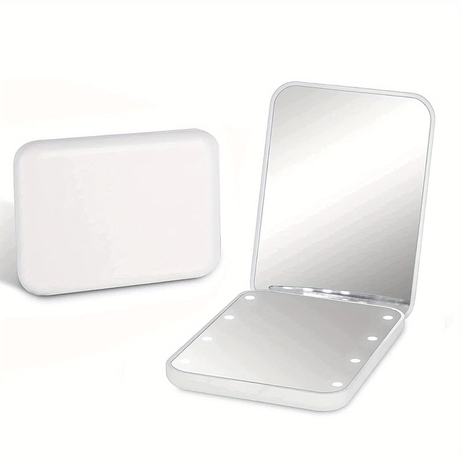 Espejo doble de bolsillo, mini espejo LED de maquillaje BLANCO /EUA
