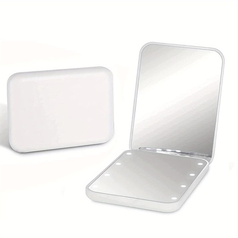 Espejo doble de bolsillo, mini espejo LED de maquillaje BLANCO /EUA