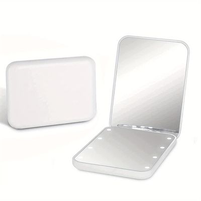 Espejo doble de bolsillo, mini espejo LED de maquillaje BLANCO /EUA