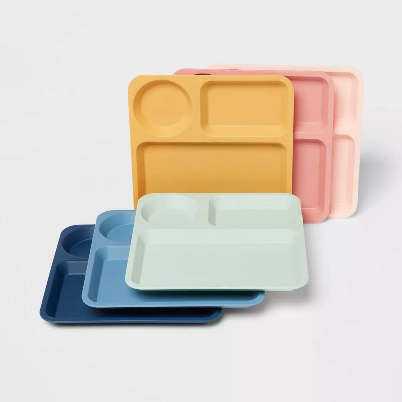 Set de 6 platos divididos de plastico | Pillowfort - Colores