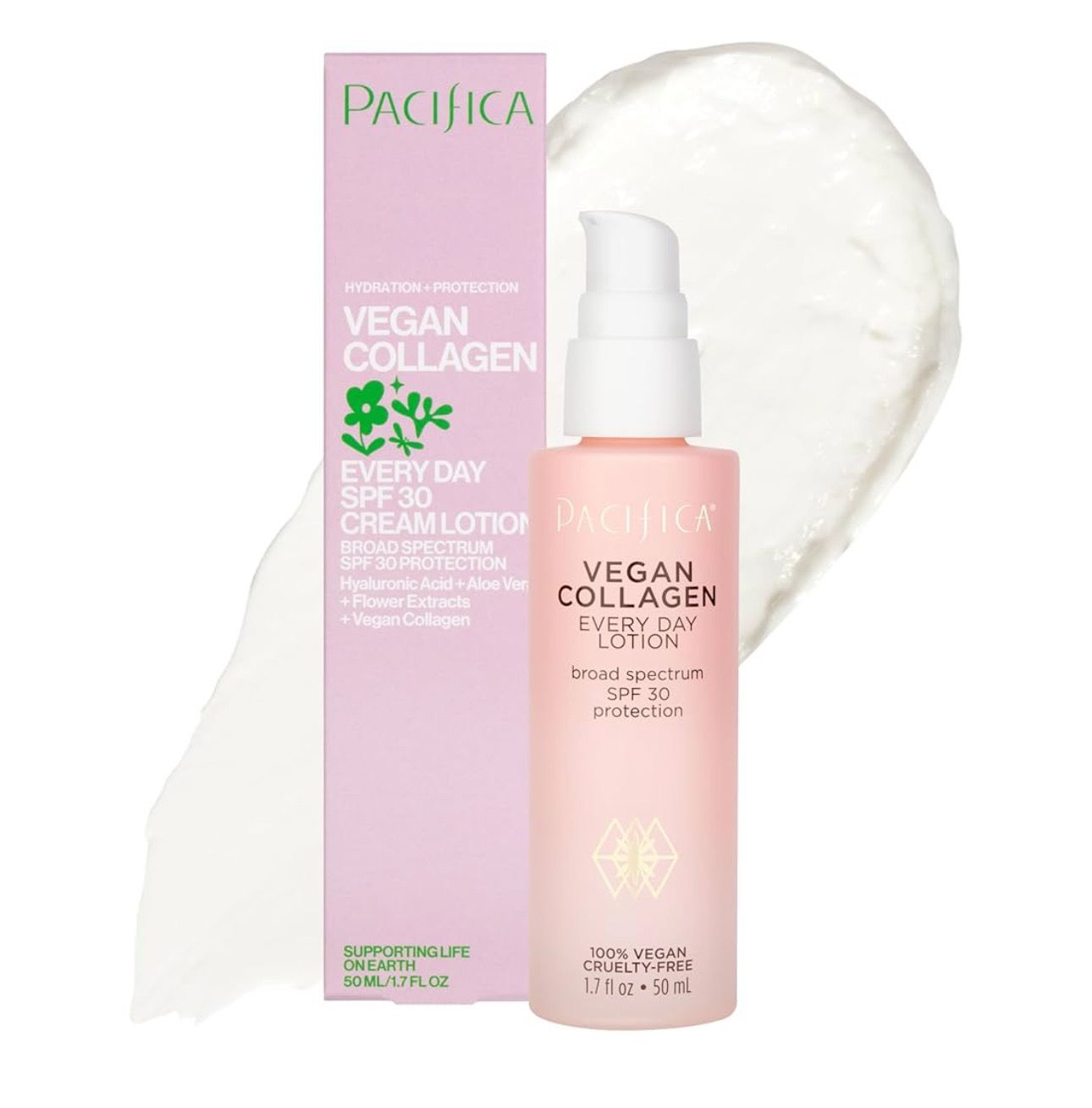 Crema hidratante facial de colageno vegano SFP 30 - Pacifica - top
