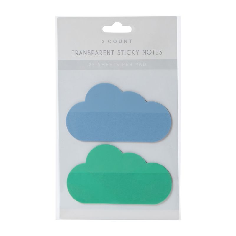 NOTAS ADHESIVAS TRANSPARENTES NUBE – 2 Paquetes (25 hojas por block)