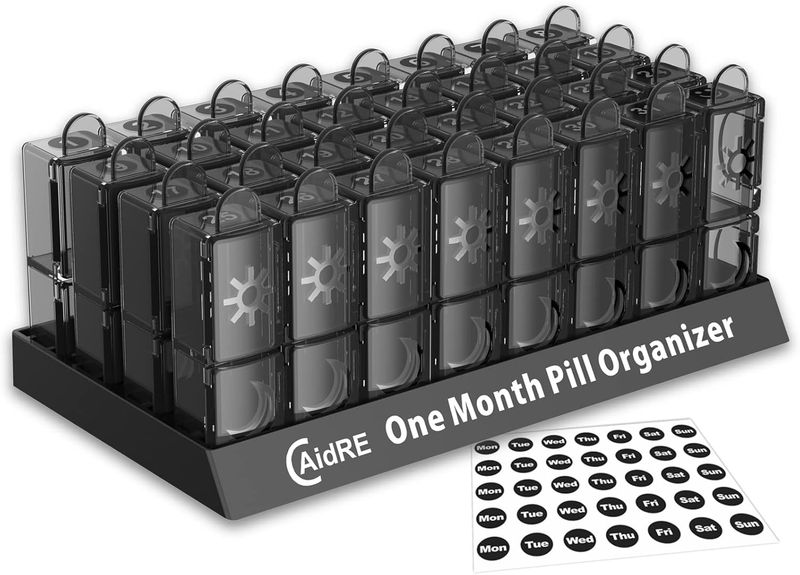 Pastillero Organizador Mensual | CAidRE  (AM/PM) | Negro