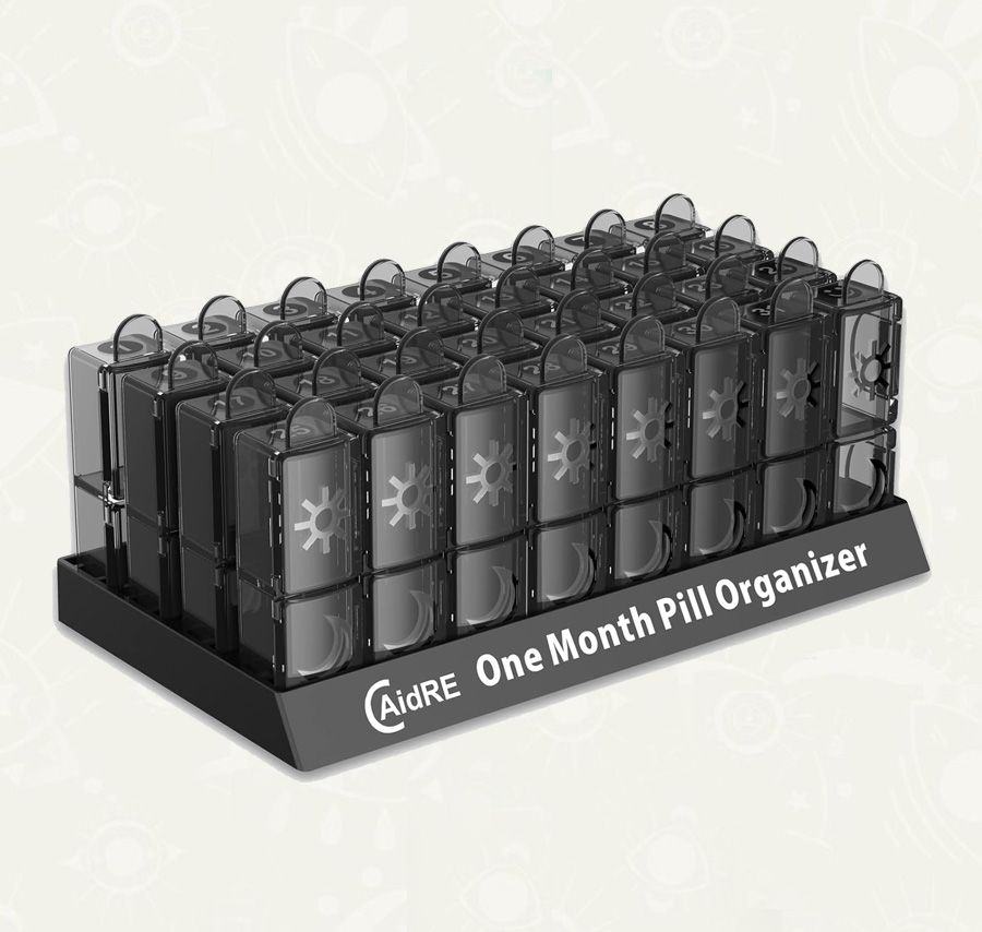 Pastillero Organizador Mensual | CAidRE  (AM/PM) | Negro