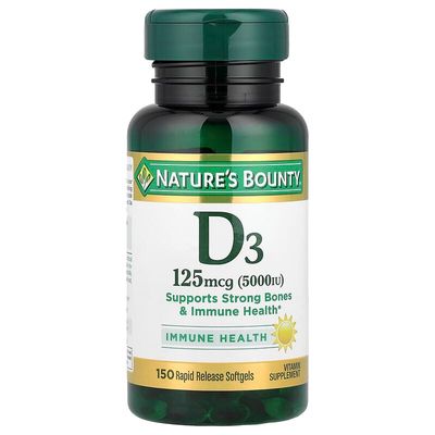Vitamina D3 - Nature's Bounty  - (125 mcg) | 150 cápsulas blandas / EUA