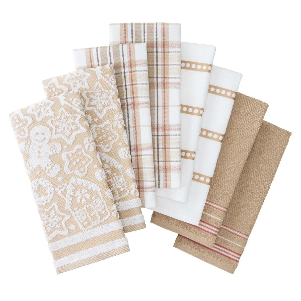 Toalla de cocina estilo navideño | Beige | 8 pack | EUA