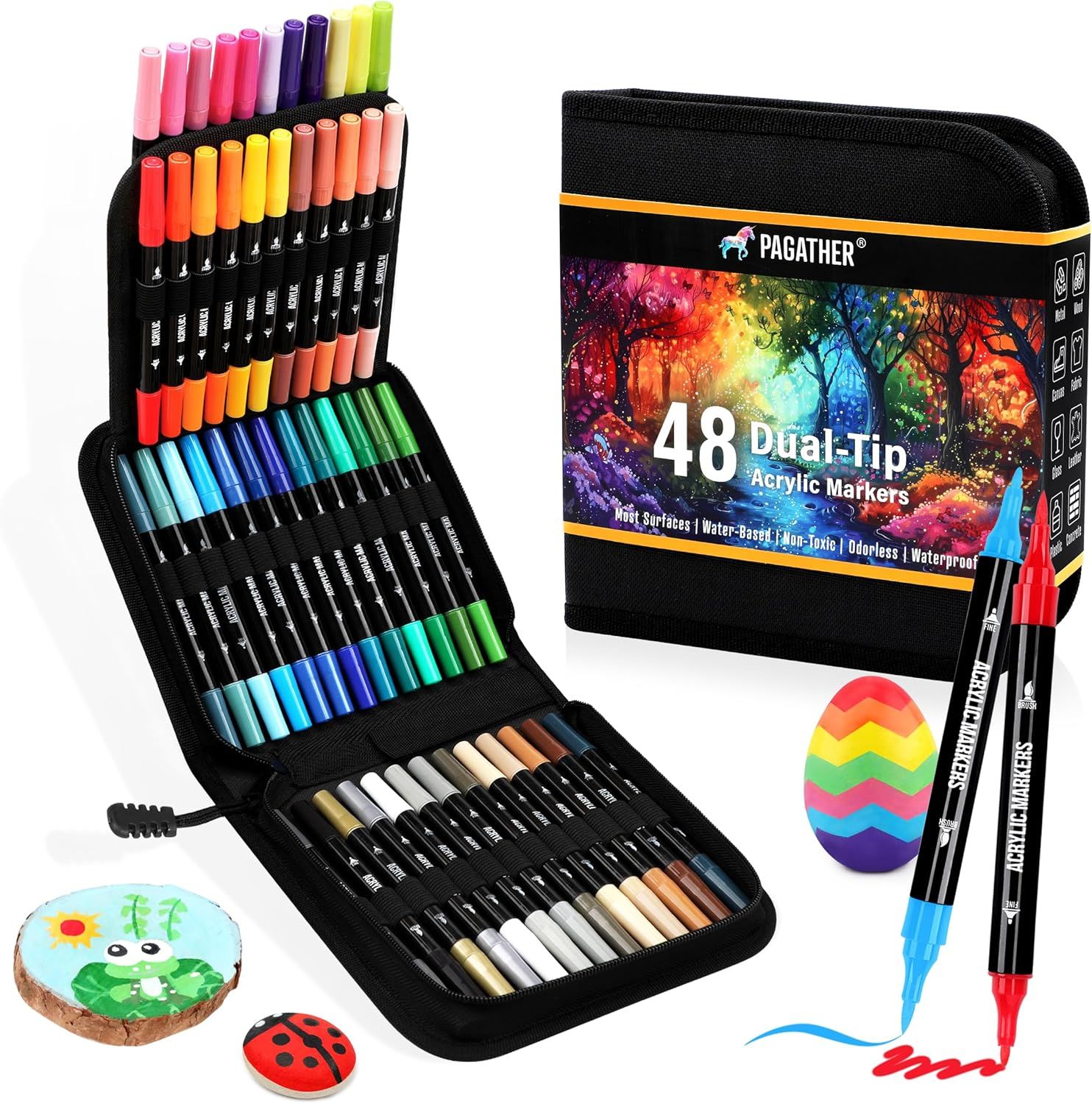 Estuche Marcadores Acrilicos 48 Colores |  Doble punta | Pagather