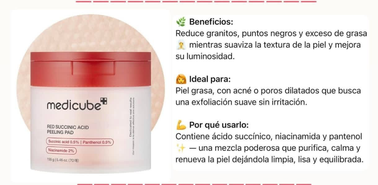 Pads con acido succinico y pantenol | 70 unidades | Medicube | top
