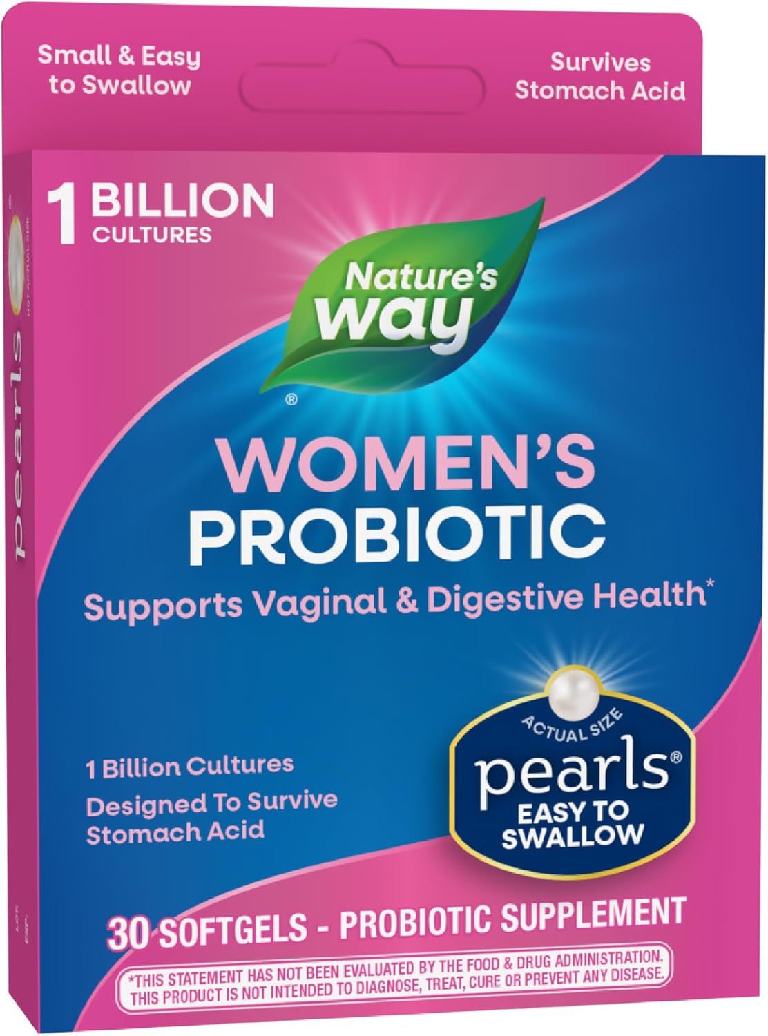 Nature's Way | Perlas Probioticas Femeninos | 1 Billon de Cultivos Vivos | 30 Capsulas Blandas Nature's Way | Perlas Probioticas Femeninos | 1 Billon de Cultivos Vivos | 30 Capsulas Blandas