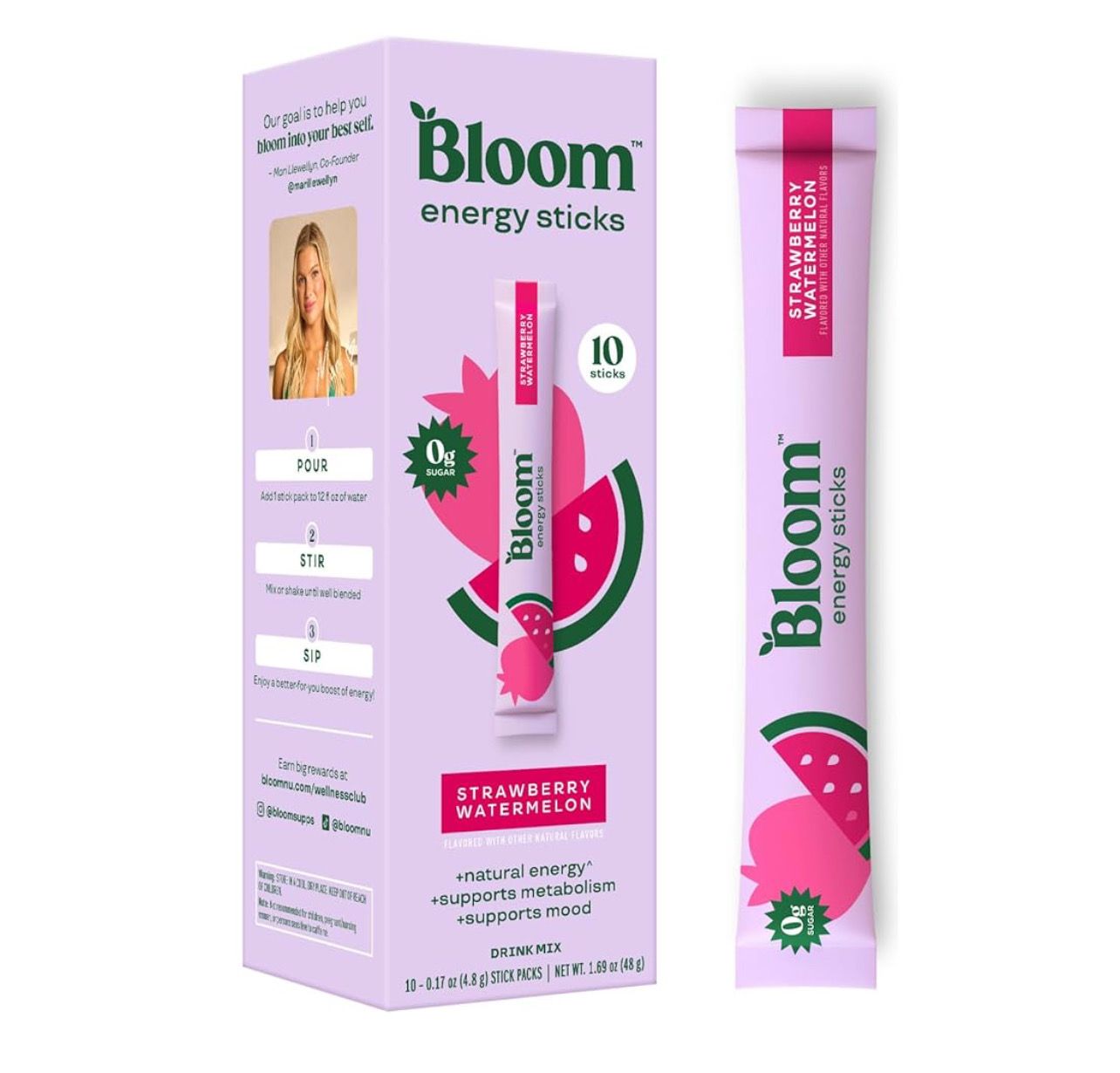 Suplemento energetico en polvo | Sabor fresa y sandia | Bloom | 10u | Top
