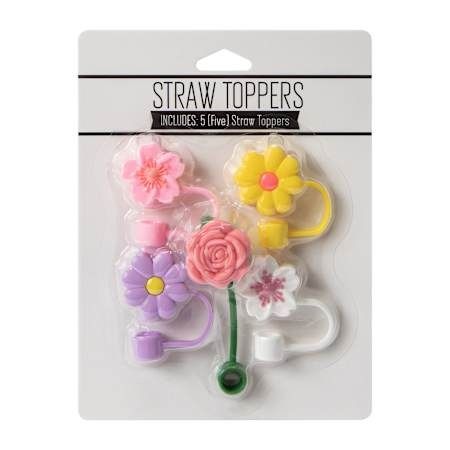 Paquete de 5 Tapones para Pajillas Flores | Straw Toppers