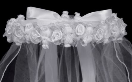 Satin &amp; Organza Flowers 30&quot; Veil