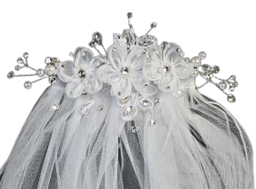 Flowers &amp; Rhinestones 24&quot; Veil