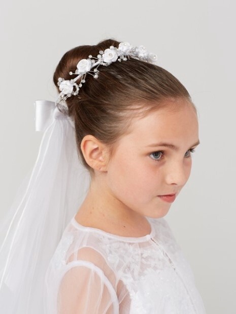 Floral Bun Crown with 24&quot; Veil