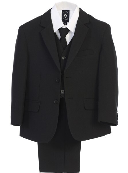 Boys 5 PC Suit (Black)  Husky