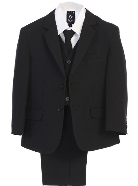 Boys 5 PC Suit  Little Gents, Color: Black, Size: 8