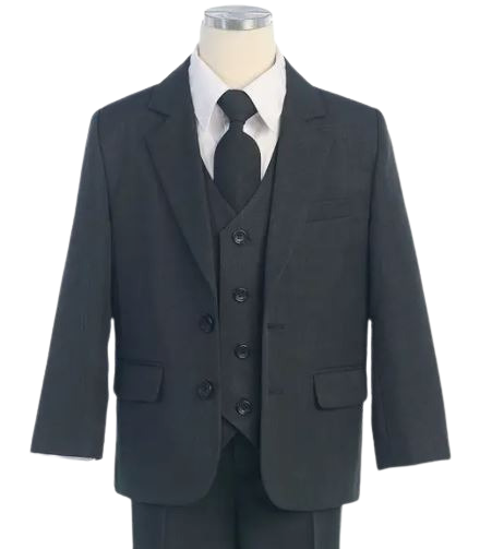 Boys 5 PC Suit - Charcoal, Size: 6