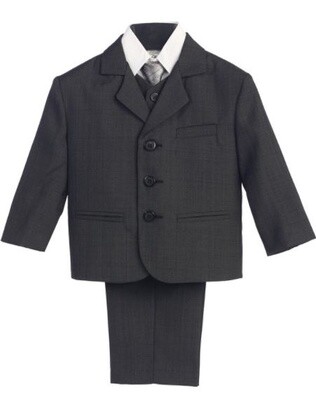 Boys 5 PC Suit - Classy, Color: Dark Grey, Size: 10