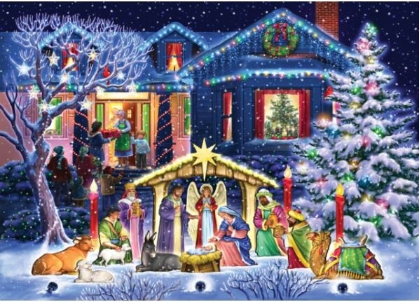 Nighttime Nativity Christmas Cards