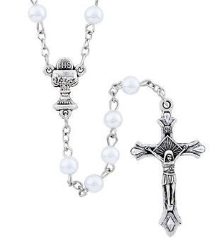 Light of Christ First Communion Rosary (White)