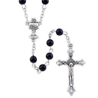 Light of Christ First Communion Rosary (Black)