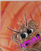 Cheeky Cow on orange spikey background