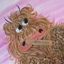 Cow with Pink Background