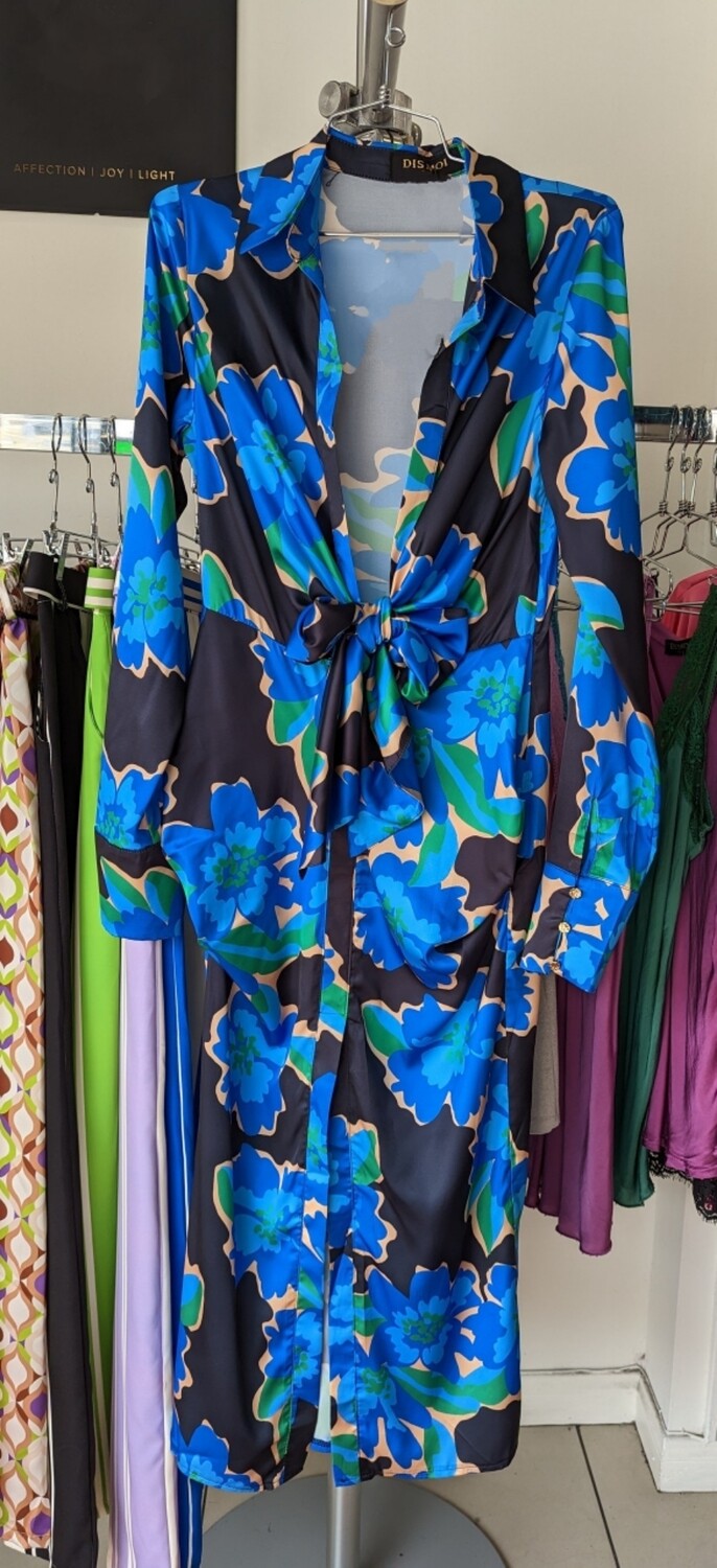 DEEP BLUE PRINT DRESS