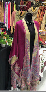 Pink/Turquoise Palm Travel Cape w/ Drawstring Tote