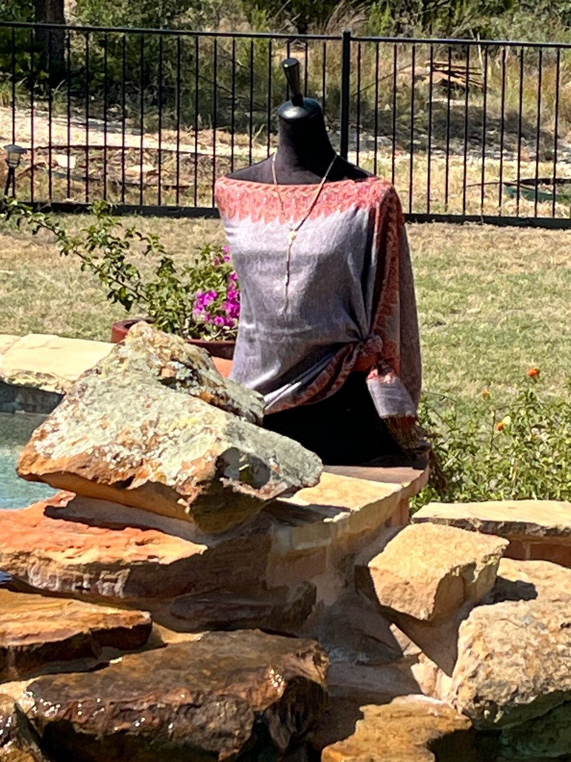 Lavender/Coral Reversible Travel Shawl