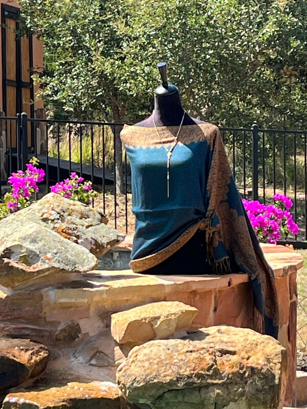 Dark Teal/ Gold Reversible Travel Shawl