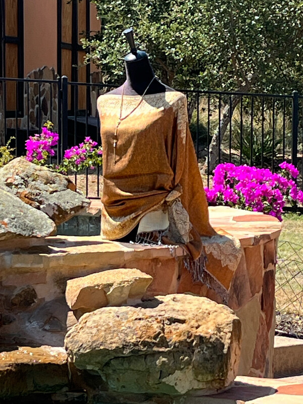 Gold/Daffodil Silver Fringed Reversible Travel Shawl