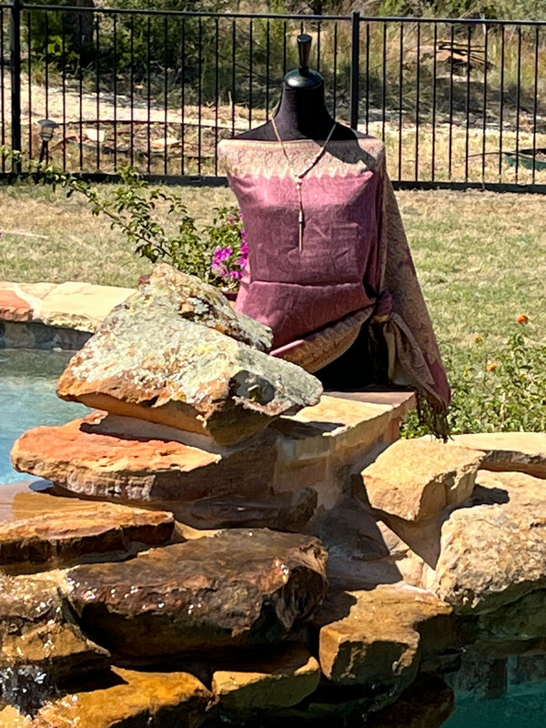 Pink Dusty / Cream Reversible Travel Shawl