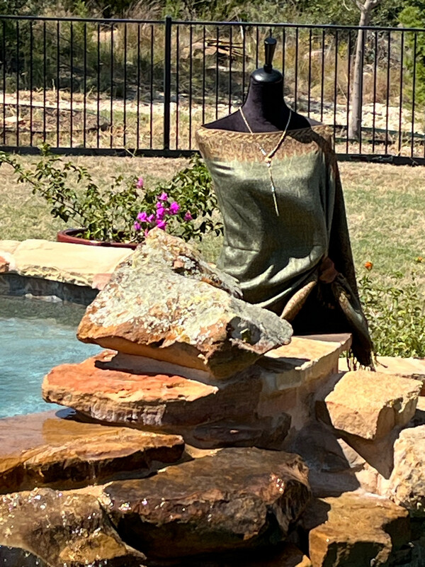 Green Sage/Bronze Reversible Travel Shawl