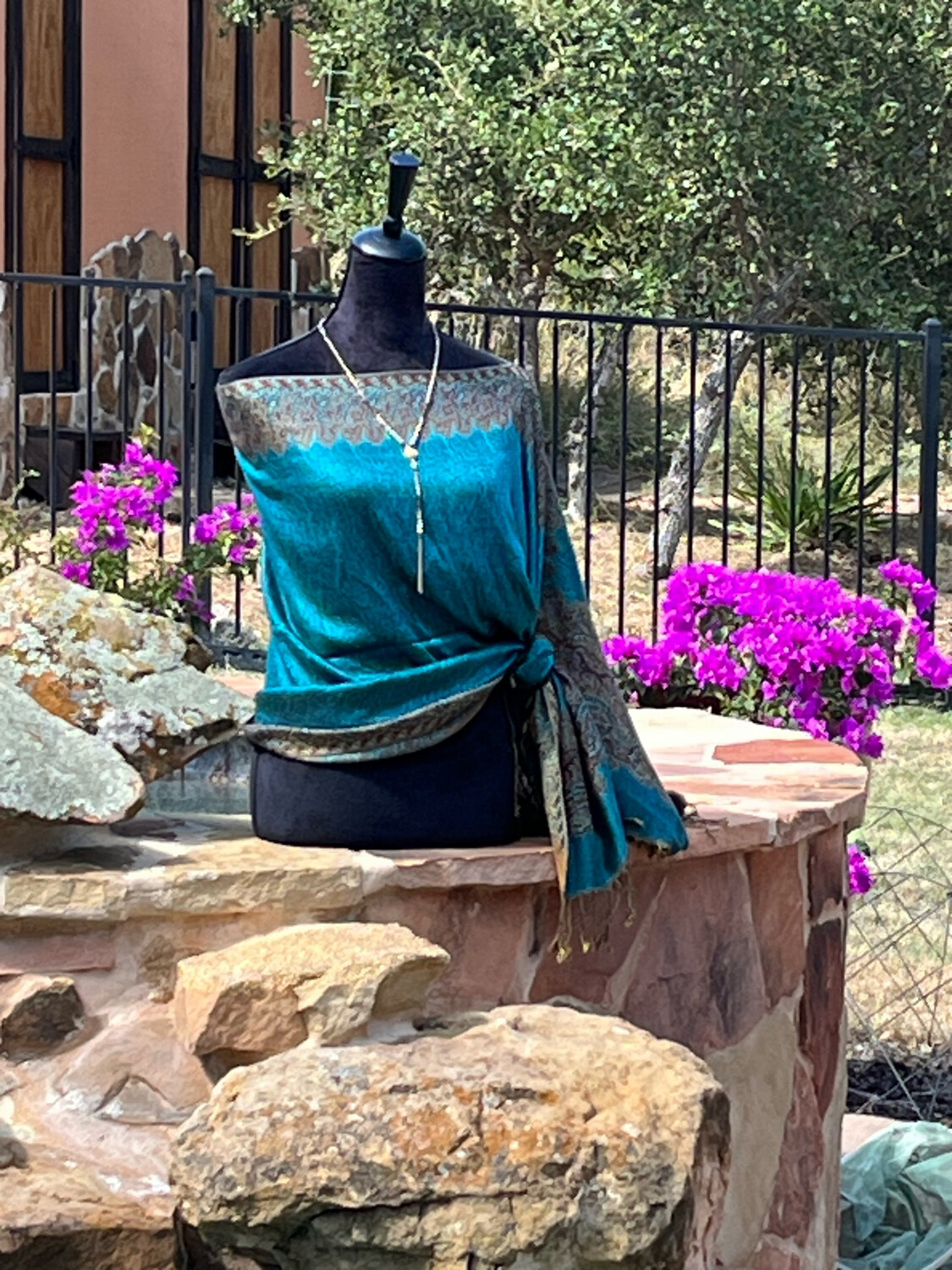 Emerald Green/Bronze Reversible Travel Shawl