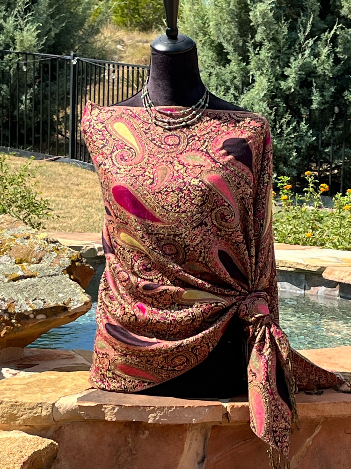 Multi Color Big Paisley Travel Shawl
