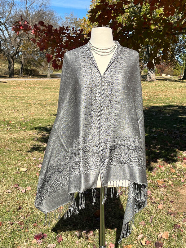 Sliver and Black Travel Shawl
