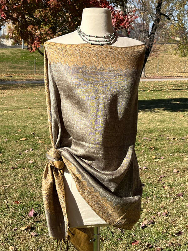 Silver / Gold Reversible Travel Shawl