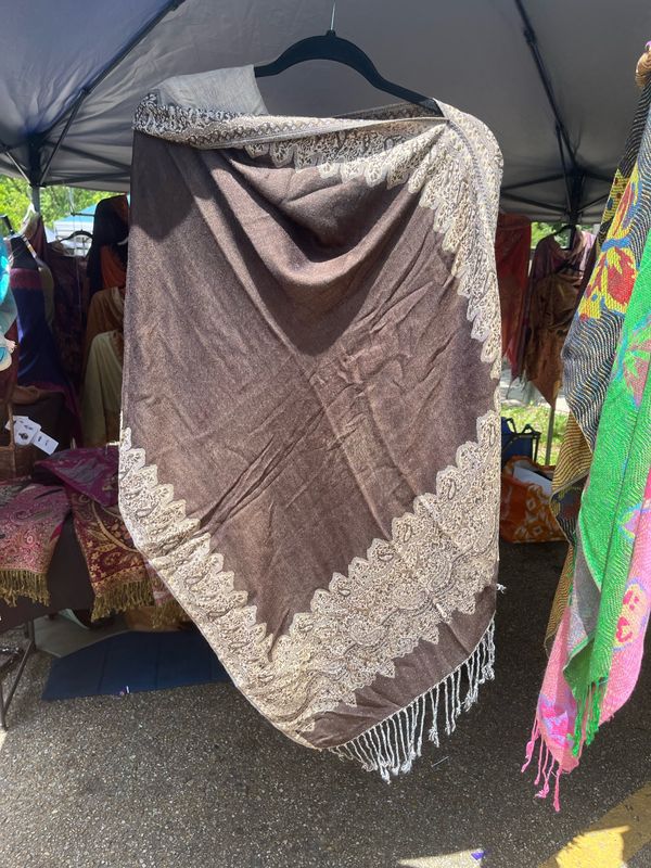 Brown / Silver Reversible Travel Shawl