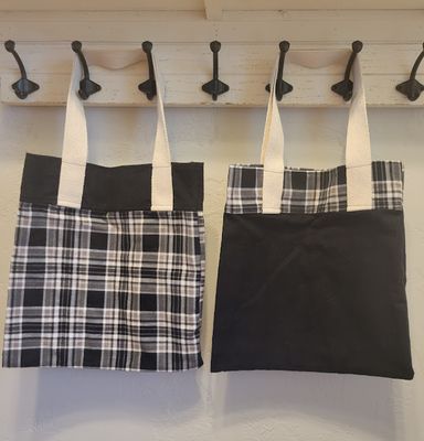 Tote Bag: Tan &amp; Gray Plaid