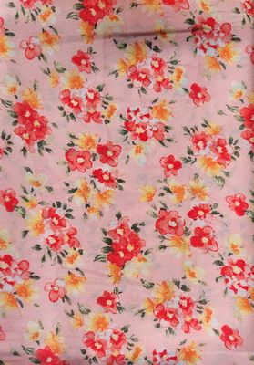 Hair Scrunchie: Soft Pink W/Red and Orange Floral