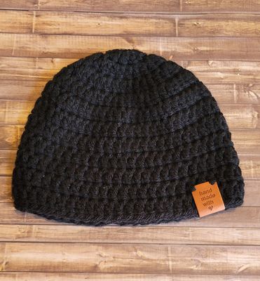 Crochet Beanie Hat: 3-6 Months: Black