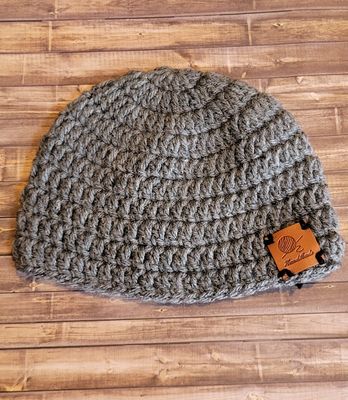 Crochet Beanie Hat: 0-3 Months: Dark Gray